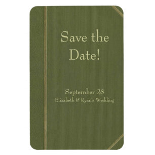 Save the Date Vintage Green Book Magnet