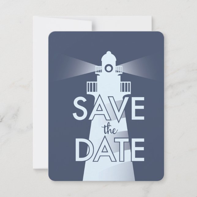 Save The Date Vintage Lighthouse (Front)