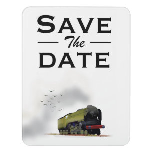 Save the Date vintage Locomotive invitation Door Sign