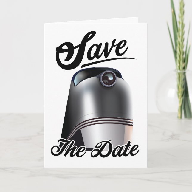 Save the Date Vintage Locomotive Note Card (Front)