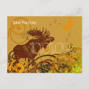 Save the Date- Vintage Moose Announcement Postcard