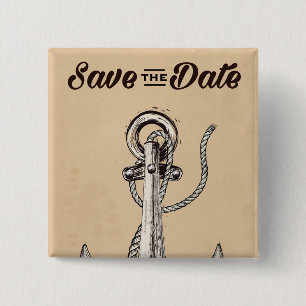 Save the Date vintage Nautical Anchor Button
