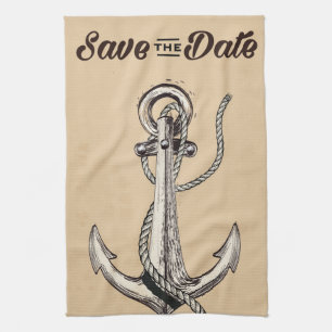 Save the Date vintage Nautical Anchor Kitchen Towel