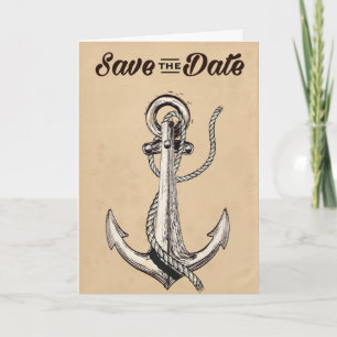 Save the Date vintage Nautical Anchor Note Card