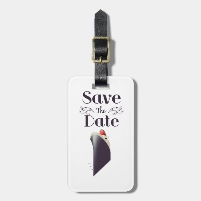 Save the Date Vintage Nautical invite Luggage Tag (Front Vertical)