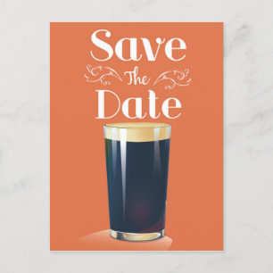 Save The Date Vintage Pint Drink Postcard