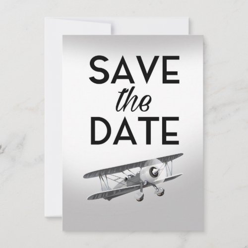 Save the Date Vintage Plane Invitation