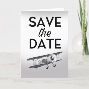 Save the Date Vintage Plane Note Card
