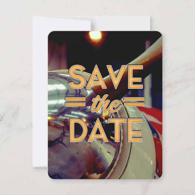 Save the Date vintage Prop Plane (Front)