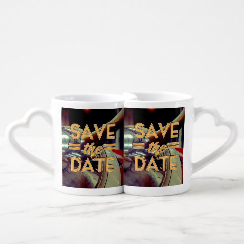 Save the Date vintage Prop Plane Coffee Mug Set