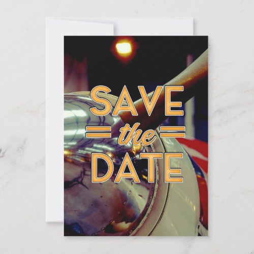 Save the Date vintage Prop Plane Invitation