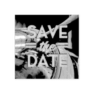 Save the Date vintage Prop Plane Rubber Stamp