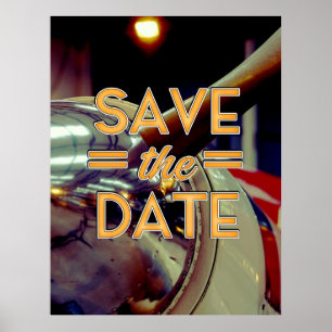Save the Date vintage Propeller Plane Poster