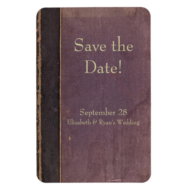 Save the Date Vintage Purple Book Magnet (Vertical)