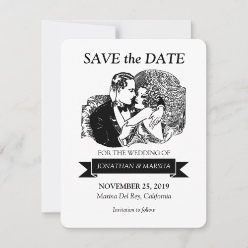 Save the Date Vintage Retro Great Gatsby Style 20s