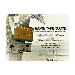 Save the Date Vintage Romantic Beach Destination Magnet