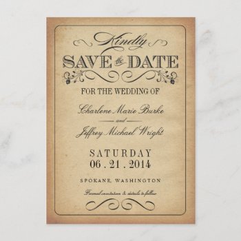 Save The Date - Vintage Rustic Parchment by weddingtrendy at Zazzle