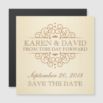 Save The Date Vintage Scrolls Wedding Reminder Magnetic Invitation by weddingtrendy at Zazzle