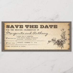 save the date vintage ticket beautiful invitations