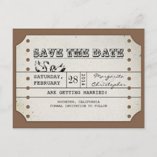 save the date vintage ticket postcards