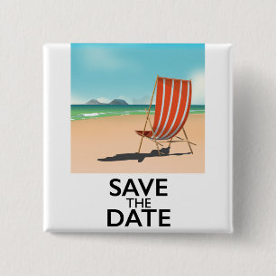 Save the Date vintage travel poster Button