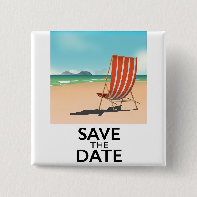 Save the Date vintage travel poster Button (Front)