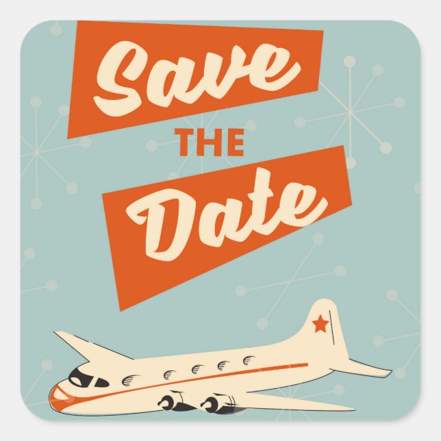 Save the Date vintage travel poster Square Sticker (Front)