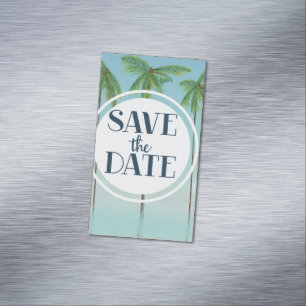 Save The Date Vintage Tropical Palms Business Card Magnet