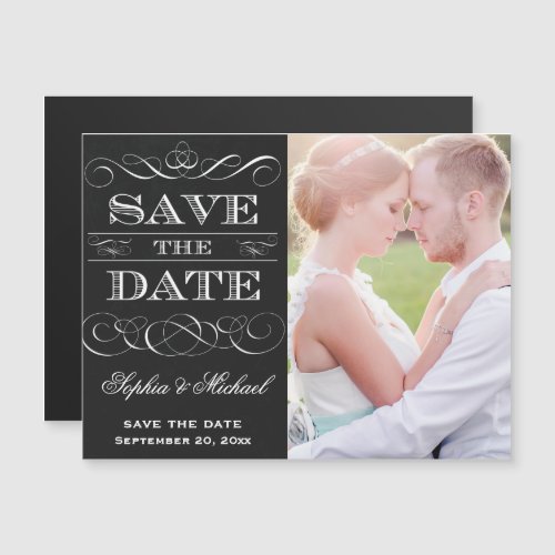 Save the Date Vintage Typography Chalkboard Style Magnetic Invitation