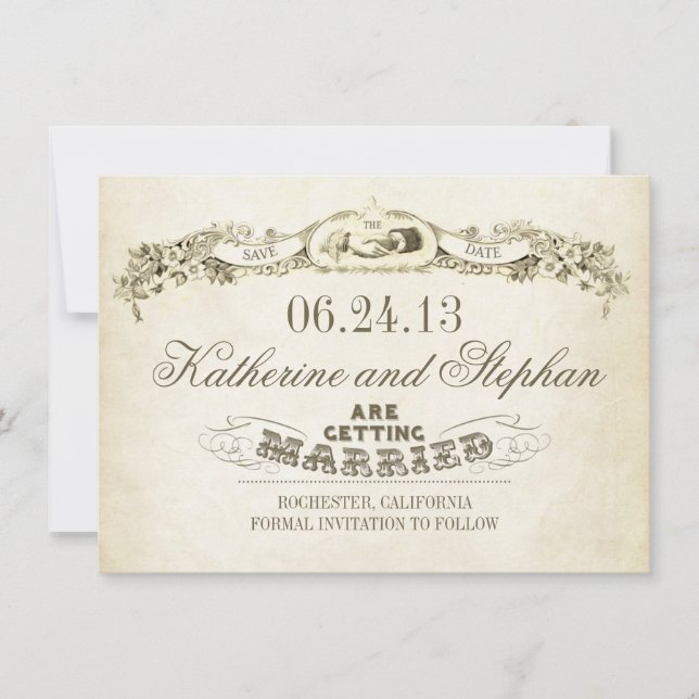 save the date vintage typography design (Front)