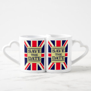 Save the Date Vintage Union jack Coffee Mug Set