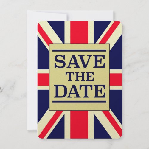 Save the Date Vintage Union jack Invitation