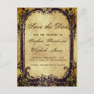Save The Date Vintage Victorian Antique Frame Announcement Postcard