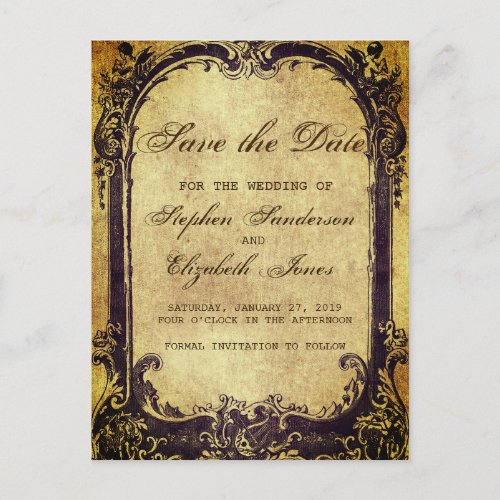 Save The Date Vintage Victorian Antique Frame Announcement Postcard