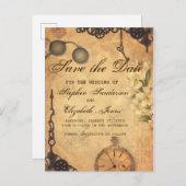 Save The Date Vintage Victorian Steampunk Announcement Postcard (Front/Back)