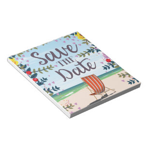 Save The Date Vintage Vintage Beach and Deckchair Notepad