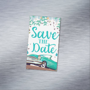 Save The Date Vintage Vintage Classic Car. Business Card Magnet