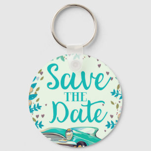 Save The Date Vintage Vintage Classic Car. Keychain