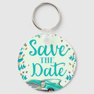 Save The Date Vintage Vintage Classic Car. Keychain