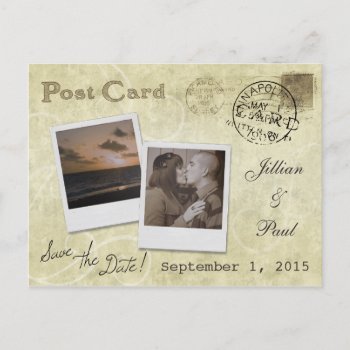 Save The Date Vintage Wedding Postcard by DaisyLane at Zazzle