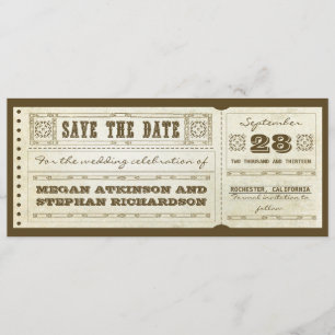 save the date vintage wedding tickets