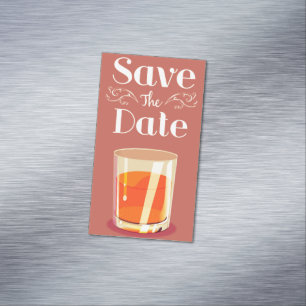 Save The Date Vintage Whiskey Drink Business Card Magnet