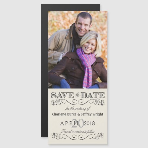 Save the Date Vintage White Wedding Photo Invite