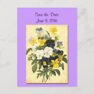 Save the Date Violets and Pansy Postcard