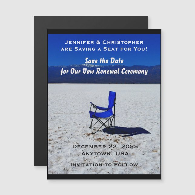 Save the Date Vow Renewal Blue Chair Magnet (Front/Back)