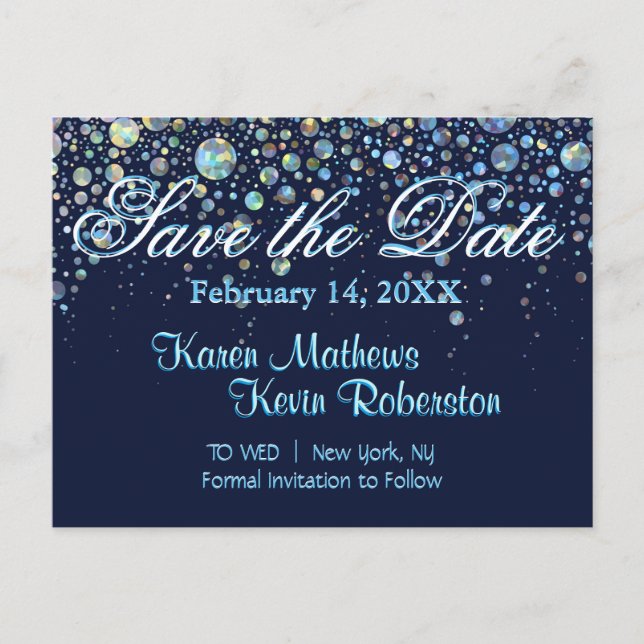 Save the Date w/ Bubble Stars Announcement Postcard (Front)