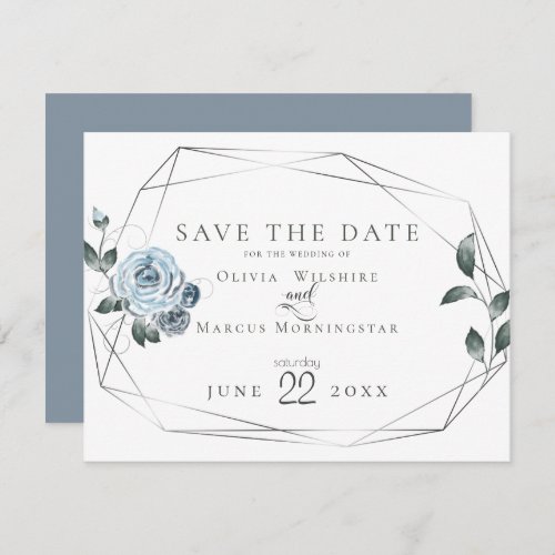 Save the Date    Watercolor Dusty Blue Floral