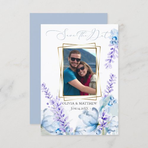 SAVE THE DATE  Watercolor Lavender _ Dusty Blue Invitation
