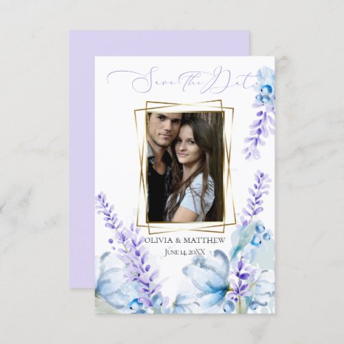 SAVE THE DATE  Watercolor Lavender _ Dusty Blue Invitation