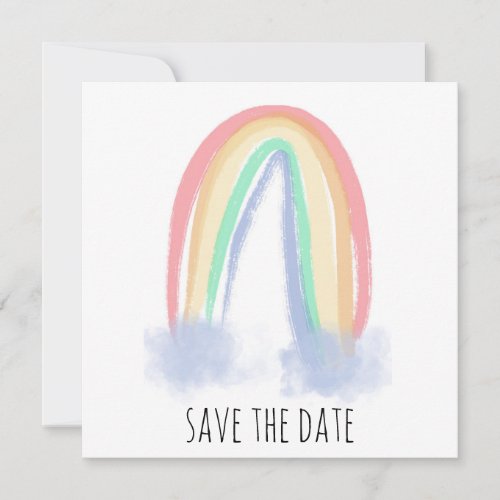 save the date watercolor painted rainbow 